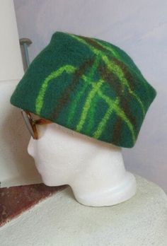 Unique fir green shapely bucket hat hand felted and decorated from thick wool Material: 100% wool edge turned inwards so that the hat is worked twice Head circumference size L/ approx. 57 cm unworn Thick Wool, Boiled Wool, Hand Felted, Green Wool, Felt Hat, Head Circumference, Caps Hats, Bucket Hat, Accessories Hats