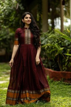 Long Frocks For Women, Elegant Cotton Dress, Frock Models, Simple Frock Design, Long Frock Designs, Simple Frocks, Latest Model Blouse Designs