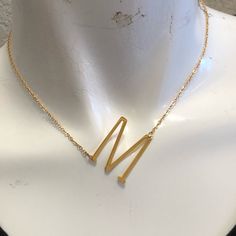 New In Box Savvy Cie Letter M 14k Gold Plated Xl Initial Necklace Lobster Clasp - Approx. 18" Length Letter Is Over 1” Org $65 M Necklace Initial, M Initial Necklace, Initial Necklace Gold Letters, M Initial, M Necklace, Initial Necklace Gold, Letter M, Jewelry Lookbook, Gold Letters