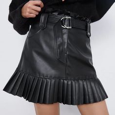 Pleated Mini Skirt Outfit , pleated mini skirt outfit black, black leather pleated mini skirt outfit, pleated mini skirt outfit work, pleated faux leather mini skirt outfit, pleated mini skirt outfit casual, Pleated mini skirt for every spring, fall, summer, winter season I get commissions for purchases made through links in this post. #ad Pleated Mini Skirt Outfit Pu Skirt, Shirts Women Fashion, Half Skirt, Black Leather Skirts