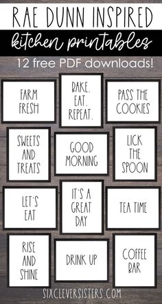 Sublimation Home Decor Ideas, Printable Kitchen Signs, Kitchen Printables Free, Bar Printables, Hand Lettering Printables, Farmhouse Printables, Kitchen Printables, Coffee Bars