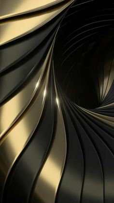 an abstract black and gold background with wavy lines