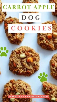 carrot apple dog cookies on a white plate