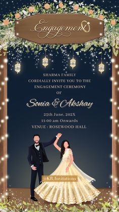 Wedding Invitations Ideas Digital, Indian Invitation Card Design, Engagement Design Card, Invitation For Engagement, Engament Cards Ideas, Engagement Cards Design, Invite Engagement, Invitation Card For Engagement, Engagement Invite Ideas