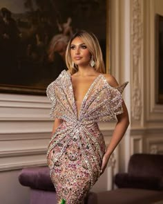 LUMINESCENTE DRESS – CHALASO Luxury Fusion Style Party Dresses, Purple And Beige, Dress Crystal, Nigerian Lace Styles Dress, Nigerian Lace Styles, Styles Dress, Nigerian Lace, Glamour Dress, Ankle Length Dress