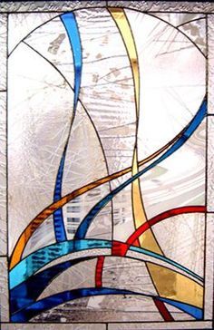 an abstract stained glass window with wavy lines