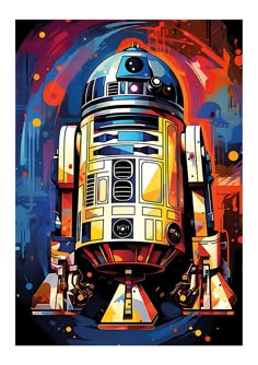 a star wars r2d2 poster on a white background