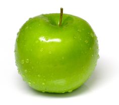 an apple with water droplets on it