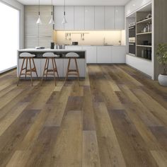 an image of a kitchen setting with wood flooring