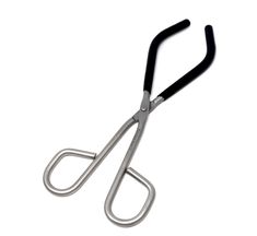 a pair of scissors with black handles on a white background