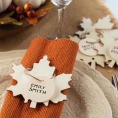 Unfinished Maple Leaf Cutout Place Cards Set. These Unfinished Wood Maple Leaf Cutout Place Cards will look great on your Thanksgiving or Fall wedding reception tables!    Paint, stain or leave them in their natural finish. Each leaf cutout is made of wood and this set comes with blank ivory heavy weight paper tags that are perfect for displaying the names of your guests.    Made of thin wood with included jute cord pieces. Fall Table Numbers, Fall Wedding Reception Tables, Fall Wedding Reception, Leaf Cutout, Autumn Wedding Reception, Reception Tables, Wedding 2025, Wedding Reception Tables, Factory Direct Craft