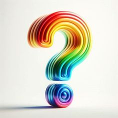 a multicolored question mark is shown in the shape of a rainbow - colored spiral