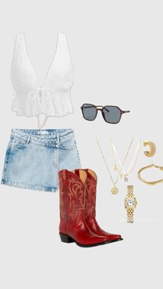 Red Cowboy Boots Outfit, Cowgirl Boots Outfit, Rodeo Outfits