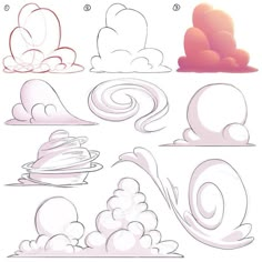 how to draw cartoon clouds with different shapes and sizes