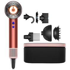 What it is: A special-edition Dyson Supersonic Nural hair dryer in strawberry bronze and blush pink with complimentary Presentation case. Hair Texture: Straight, Wavy, Curly, and CoilyHair Type: Fine, Medium, and ThickHair Concerns:- Heat Protection- ShineKey Benefits: - Protects your scalp barrier from extreme heat, helping to maintain your scalp's moisture levels- Learns and remembers your styling routine and automatically adjusts to your go-to airflow and heat settings as you style- Machine k Dyson Hair Dryer, Dyson Supersonic, Hair Concerns, Sephora Beauty, Voluminous Curls, Curl Pattern, Wide Tooth Comb, Coily Hair, Hair Texture