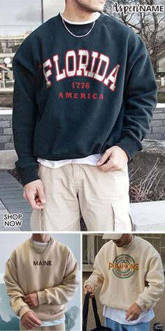 Fall Winter Fashion, Winter Outfits Men, Retro Men, Sweatshirt Set, Casual Fall, Letter Print, Formal Wear, Boy Fashion