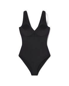 Designed with a beautiful textured fabric, this shaping one-piece was created to flatter every body. Featuring a unique design with flexible layers that target your core and a soft plunge neckline for a feminine fit, this style is equally as chic as it is sun and swim-friendly. | Spanx Women's SPANXshape Swim Pique Plunge One-Piece Elegant Underwire Shapewear With Seamless Construction, Elegant Seamless Underwire Shapewear, Elegant Full Coverage Seamless Bodysuit, Elegant Full Coverage Shaping Bodysuit, Elegant Shaping Full Coverage Bodysuit, Elegant Full Coverage Smoothing Bodysuit, Elegant Compressive Elastane Shapewear, Compressive Full Coverage Elegant Shapewear, Elegant Shaping Nylon Bodysuit