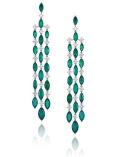 Chopard Jewelry, Diamond Chandelier Earrings, Diamond Chandelier, Cocktail Earrings, Colour Stone, Jewelry Appraisal, Dangling Earrings, Emerald Jewelry, Girly Jewelry