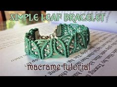 a bracelet made out of green beads on top of a book with the words simple leaf bracelet