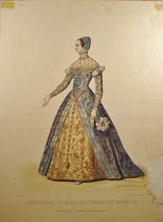 1500's Catherine De Medici Royalty Dress, Victorian Costume, Old Fashion, Historical Dresses, Fashion Plates, Formal Style