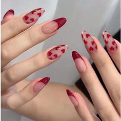 Brand New Set Of 24 Pieces Perfect For Valentine's Day February Nails, Heart Nails, Valentine's Day Nails, Valentines Nails, Cute Acrylic Nails, False Nails, Almond Nails, Glue On Nails, Nail Art Design