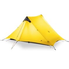 a yellow tent sitting on top of a white floor