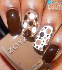 Dots #dotticure nail art - Brown & White Brown Nail Art, Patrick Nagel, Nails Brown, Nails Inspired, Dot Nail Art