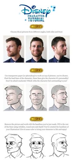 the instructions for how to draw disney character heads