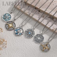 Set your course with confidence using our handcrafted Sterling Silver Compass Necklace Collection. Designed for adventurers, dreamers, and explorers at heart, each pendant features a detailed compass symbolizing guidance, direction, and the North Star. These symbols have been used for centuries as a beacon of hope and a reminder to follow your true path, making this collection the perfect accessory for those looking to chart their own course in life. Crafted from high-quality S925 Sterling Silve Silver Compass Necklace, Compass Needle, Compass Necklace Silver, North Star Pendant, Compass Necklace, Viking Necklace, Nautical Jewelry, North Star, Star Pendant