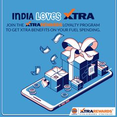 an advertisement for india loves xtra with presents on the phone and gifts in boxes