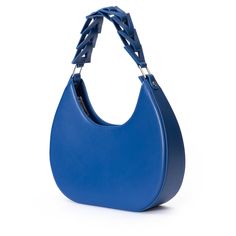 Blue leather looped triangle strap shoulder bag D Letter, Letter Bag, Real Leather Bags, Fringe Bags, Leather Conditioner, Leather Bags Handmade, Large Bag, Women Accessories Bags, Blue Bags