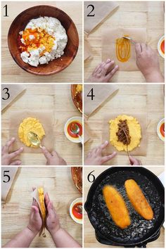 the steps to make an omelet are shown in multiple pictures, including making them