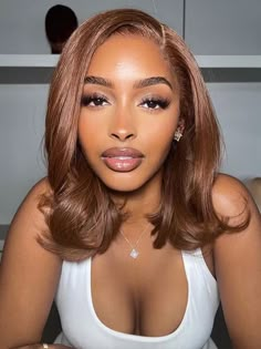 Red Brown Bob Black Women, Black Women Red Carpet Hair, Good Hair Colors For Brown Skin, Hair Color Ideas Brown Skin, Honey Brown Hair Color Black Women, Light Brown Hair Black Women, Dye Styles, Bday Hair, Honey Brown Hair