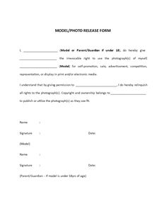 a photo release form is shown in this image