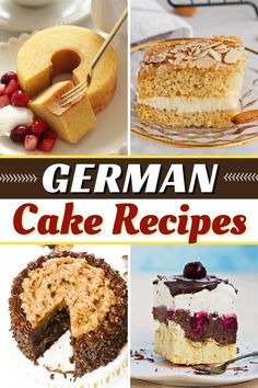 german cake recipes with pictures of different cakes and desserts on the top, below