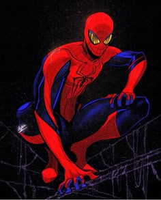 a drawing of a spider man sitting on a ledge