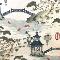 Kirin - Pearl - Discount Designer Fabric - fabrichousenashville.com Magnolia Fabrics, Chinoiserie Decorating, Chinoiserie Chic, Cheap Fabric, Fabric Houses, China Art, Fabric Stores Online, Drapery Fabric, Fabric Trim