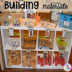 the building materials display is organized and ready for students to learn how to build them