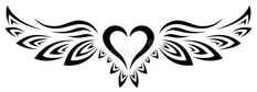 an abstract black and white heart with wings