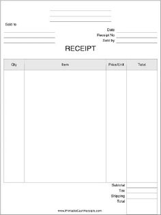 an invoice form with the word receipt on it, as well as two lines