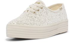 PRICES MAY VARY. Glitter upper Lace-up platform sneaker Pointed toe Soft, breathable twill lining 10% recycled PU foam Softerra footbed Point Lace, Platform Sneaker, Fashion Sneakers, White Sneakers, Keds, Special Features, Lace Up, Glitter, Sneakers