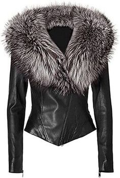 Top Seller for Lamb Leather Ladies Jacket with Removable Real Fur Collar, Women's Cothing Lamb Leather Jacket, Fur Collar Jacket, Fur Leather Jacket, Collar Jacket, Fur Coats, Long Jacket, Fur Fashion, Mink Fur, Black Leather Jacket