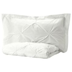 an image of a bed with white sheets and pillows on top of it in front of a white background