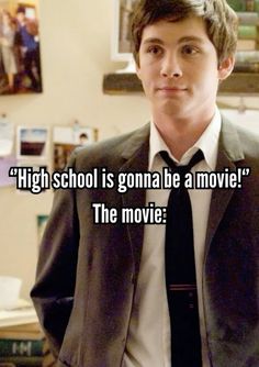 a man in a suit and tie with the words high school is gon na be a movie