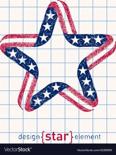 a star with stars drawn on it in red, white and blue colors