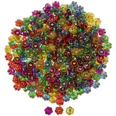 multicolored beads are arranged in a pile