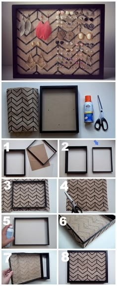 step by step instructions on how to make a diy framed art piece with cardboard