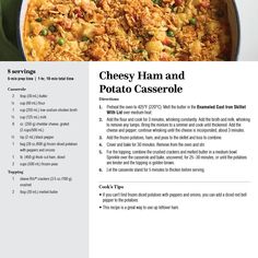 the recipe for cheesy ham and potato casserole is shown in this article