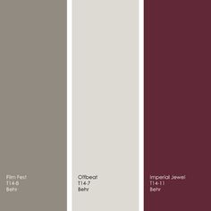 three different shades of gray, white and red paint in the same color palettes