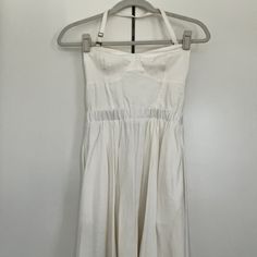 Size 2 White Mini Sundress By Talula From Aritzia. Never Worn. Fitted Beach Dress With Lined Bodice, Fitted Dress With Lined Bodice For Beach, Cotton Dresses With Fitted Lined Bodice, White Cotton Mini Dress With Fitted Bodice, Cotton Summer Dress With Lined Bodice, Summer Cotton Dresses With Lined Bodice, Summer Cotton Dress With Lined Bodice, White Fitted Bodice Sundress, Fitted Halter Neck Daywear Dress